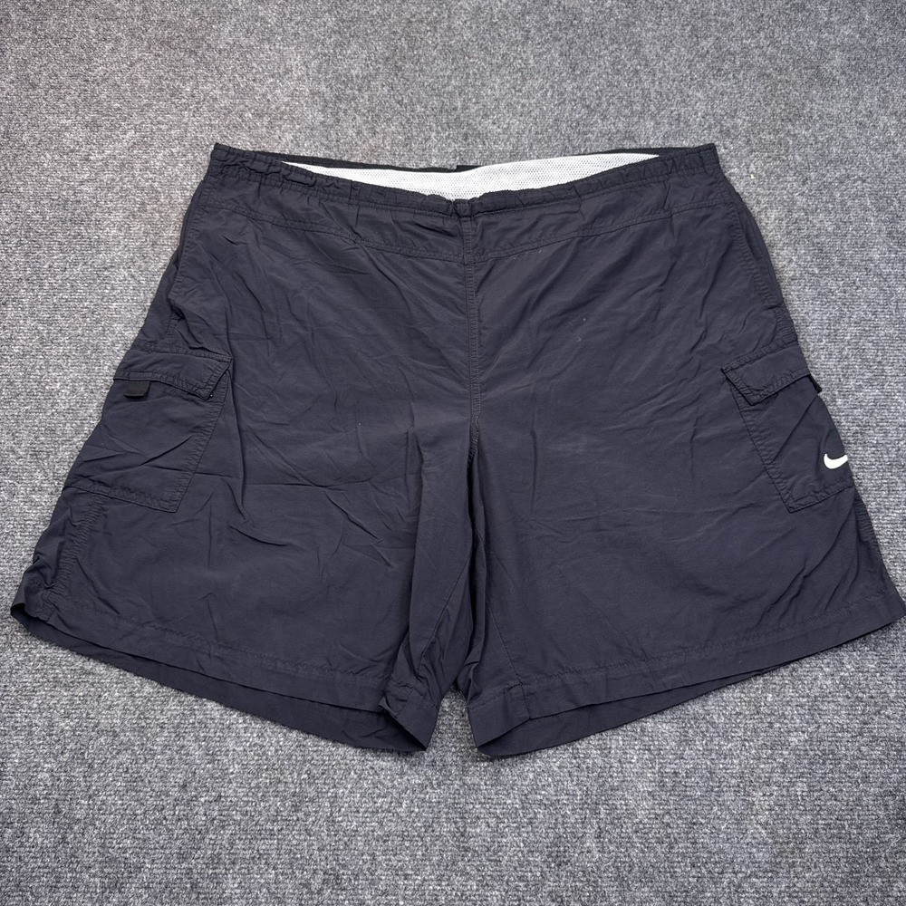 Vintage Nike Swim Trunks Mens Size XL Dark Geay Cargo Lined Swoosh Y2K Shorts